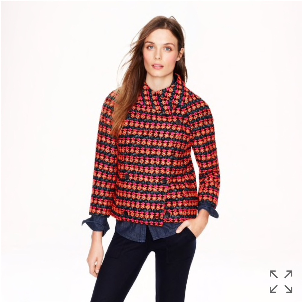 J Crew Collection Neon Tweed Jacket